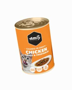 AMITY CHUNKS ALIMENTO HUMEDO PARA GATO DE POLLO Y VEGETALES 415 GR