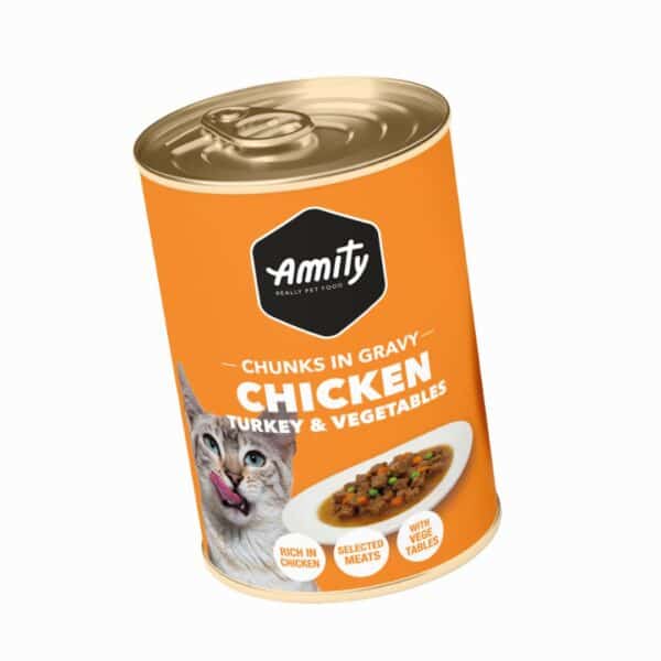 AMITY CHUNKS ALIMENTO HUMEDO PARA GATO DE POLLO Y VEGETALES 415 GR