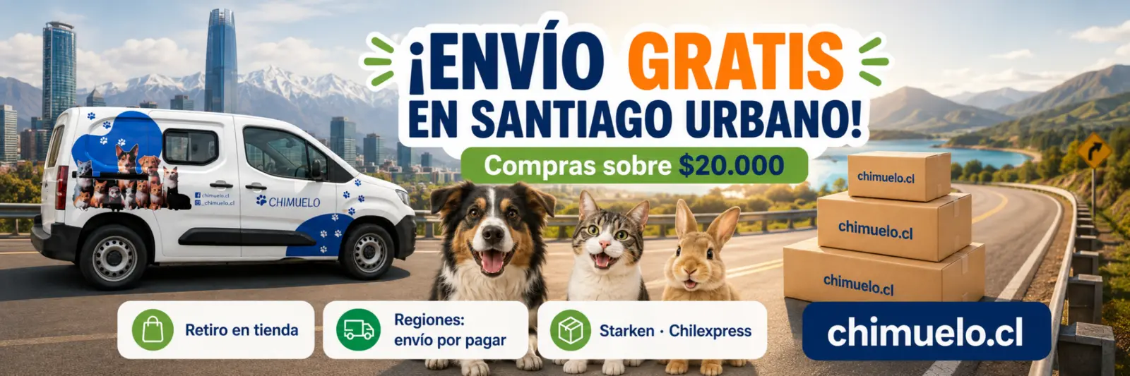 Envío gratis en Santiago Urbano por compras sobre $20.000. Retiro en tienda y envíos a regiones por pagar